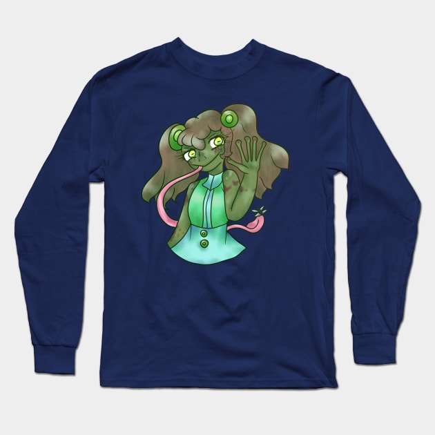 Frog Girl Catching A Dragonfly Long Sleeve T-Shirt by nhitori